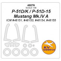 1/48 P-51D / P-51K / P-51D-15 / P-51K / Mustang Mk.IV A Masks for ICM w/Wheels Masks