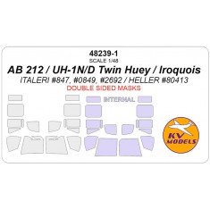 1/48 US AB 212 / UH-1N/D Twin Huey / Iroquois Canopies Masks for Italeri (double-side)