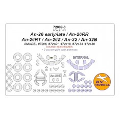 1/72 An-26/26RR/RT/Z/An-32/B Double sided Masking w/Wheels Masks for Amodel kits