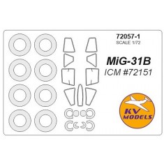 1/72 MiG-31/MiG-31B Masking w/Wheels Masks for ICM kits