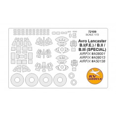1/72 Avro Lancaster B.I(F.E.)/B.II/B.III Masking w/Wheels Masks for Airfix