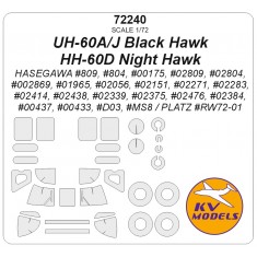 1/72 UH-60A, UH-60J Black Hawk, HH-60D Night Hawk Masks for Hasegawa/Platz