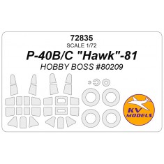 1/72 P-40B/C Hawk-81 Masks for Hobby Boss #80209 (canopies and wheels)