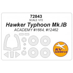 1/72 Hawker Typhoon Mk.IB Masks for Academy #1664, 12462 (canopies and wheels)