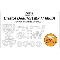 1/72 Bristol Beaufort Mk.I/Mk.IA Masks for Airfix #A04021/A04021A (canopies and wheels)
