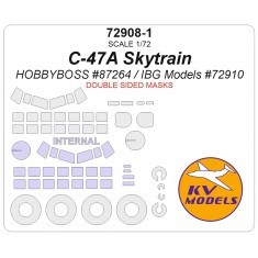 1/72 C-47 Skytrain Double-Sided Mask Set (Wheels Mask Incl.) for HobbyBoss Kits