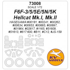 1/72 F6F Hellcat Mask Set (Wheels Mask Incl.) for Hasegawa Kits