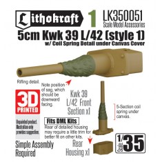1/35 5cm Kwk 39 L/42 w/Canvas & Coil (Style1) for DML kits