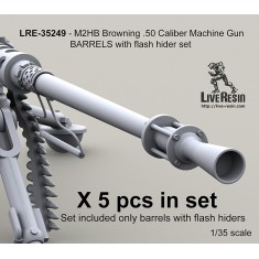 1/35 M2HB Browning .50 Calibre Machine Gun Barrels Set with Flash Hider (5 barrels)