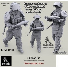 1/35 Russian Engineer In OVR-2 Eguipment Carry 120mm Mortar Bomb