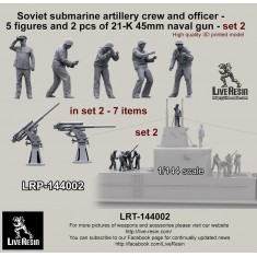 1/144 Soviet Submarine Artillery Crew & Officer #2 (5x figures & 2x 21-K 45mm naval gun)