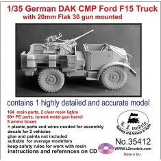 1/35 German DAK CMP Ford F15 Truck w/20mm Flak 30 Gun Mounted