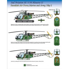 Decals for 1/48 Hkp2 Alouette II in Swedish Airforce, Marine and Army service