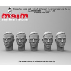 1/16 Character Head Set - with 5 Different Face Emotions (5 Heads) 