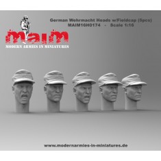 1/16 German Wehrmacht Heads w/Fieldcap Set (5 Heads) 