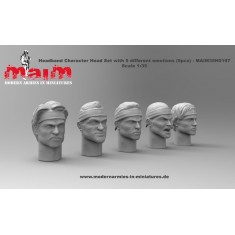 1/35 Headband Character Head Set with 5 Different Emotions (5 Heads, resin)