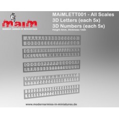 Letters and Number (each 5pcs, H: 4mm, T: 1mm)