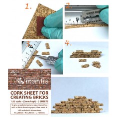Cork Sheets for Creating Bricks (2mm high, 3 sheets)