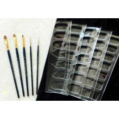 Paint Brush Set (3 Flat Brushes + 2 Point Brushes + 5 Paint Trays)
