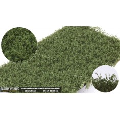 Long Weeds Tufts - Spring/Summer Medium Green (Grass length 4-12 mm, 210 x 150 mm)