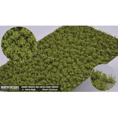 Short Weeds Tufts - Spring/Summer Light Green (Grass length 2-6 mm, sheet 210 x 150 mm)