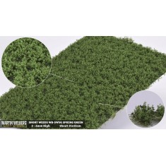 Short Weeds Tufts - Spring Green (Grass length 2-6 mm, sheet 210 x 150 mm)