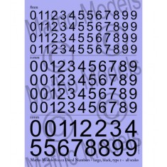Decal Numbers #Large #Black Type 1 for All Scales