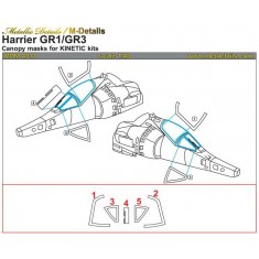 1/48 Hawker Siddeley Harrier GR1/GR3 Canopy Masking for Kinetic kits