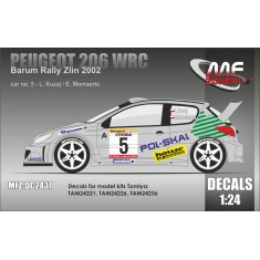 1/24 Peugeot 206 WRC Kuzaj Decal - Barum Rally Zlin 2002 for Tamiya #24221/24226/24236