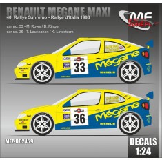 1/24 Renault Megane Maxi Rowe, Laukkanen - Rallye Sanremo 1998 Decal