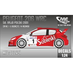 1/24 Peugeot 206 WRC K. Holowczyc - 58. Rajd Polski 2001 Decal for Tamiya kits