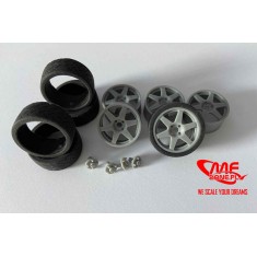 1/24 Speedline 18'' Pirelli Rubber Tyres w/Rims, Hubs for Hasegawa Toyota Corolla WRC