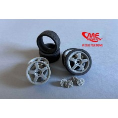 1/24 Enkei Tarmac Michelin Rubber Tyres w/Rims, Hubs for Hasegawa Lancer EVO