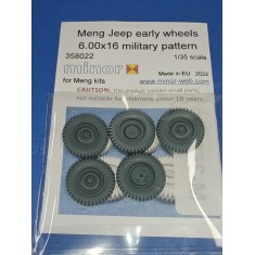 1/35 Jeep 6.00 x 16 Military Pattern Early Wheels for Meng kits