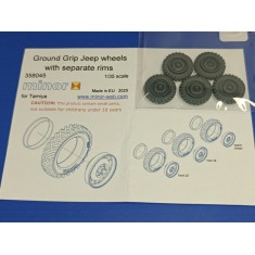 1/35 Jeep 6.00 x 16 Ground Grip Wheels with Separate Rims for Tamiya kits