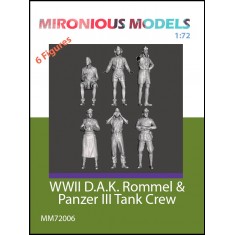 1/72 WWII German D.A.K. Rommel & Panzer III Tank Crew (6 figures)