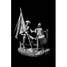 75mm Confederate Standard Bearer and Drummer Boy (2 figures w/diorama)