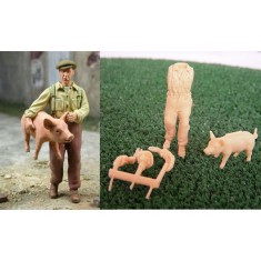 1/35 Man Carrying a Little Pig