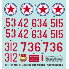1/144 North Korean MiG-21 Aircraft Decals