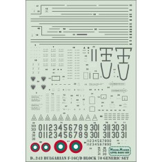1/72 Bulgarian F-16C/D Block 70 Decals Generic set