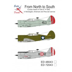 1/72 Curtiss Hawk H-75A-8 / P-36G Decals (Norway, USA & Peru)