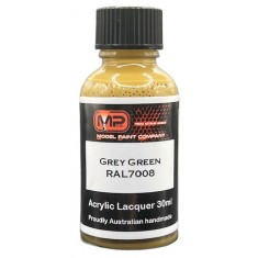 Acrylic Lacquer Paint - Grey Green RAL7008 Flat (30ml)
