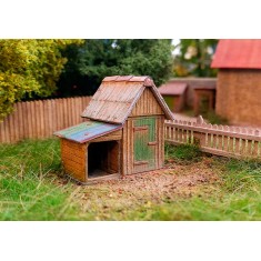 TT Scale 1/120 Garden House with Shed Wooden Structure Kit