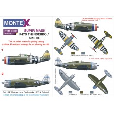 1/24 P-47D Thunderbolt Razorback Paint Mask for Trumpeter (Canopy Masks + Insignia Masks)