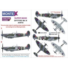 1/24 Spitfire IX Canopy (outside & inside) & Markings Super Mask for Airfix kits