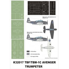 1/32 TBF-1C Avenger Paint Mask Vol.1 for Trumpeter (Canopy Masks + Insignia Masks)