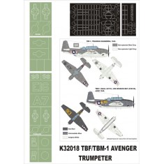 1/32 TBF-1 Avenger Paint Mask for Trumpeter (Canopy Masks + Insignia Masks)