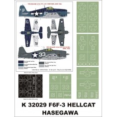 1/32 F6F3 Hellcat Paint Mask for Hasegawa (Canopy Masks + Insignia Masks)
