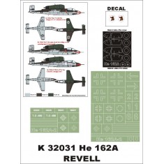 1/32 He-162A-2 Paint Mask Vol.1 for Revell (Canopy Masks + Insignia Masks + Decals)