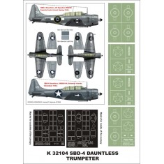 1/32 SBD-4 Dauntless Paint Mask for Trumpeter (Canopy Masks + Insignia Masks)